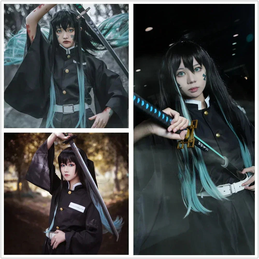 Anime und Zylinder Muichiro Kospy Kos Tsume Dämon Sayaer Kospy Dämonentöter: Kimetsu no Yaiba Dämonentöter Uniform Perücke Haween Kos Tsume für Frau So ist Leben