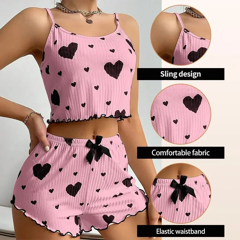 Lässige, weiche, kurze Nachtwäsche-Tanktops mit Liebesdruck - So ist Leben