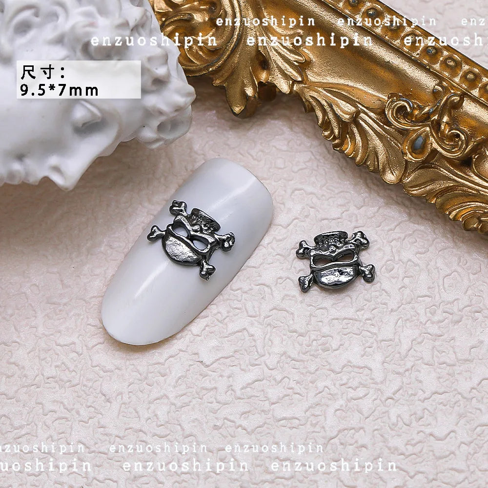 40PCS Dark Alloy Nail art Charms Schädel Bogen Skelett Palm Sinister Zubehör Für Halloween Nägel Dekoration Maniküre Liefert So ist Leben
