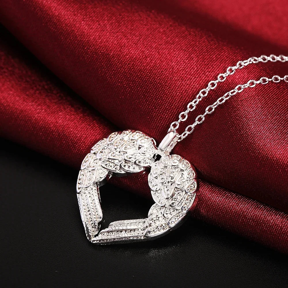 925 sterling Silber Engel flügel herz Anhänger Halskette Für Frauen luxus mode party hochzeit zubehör Schmuck Weihnachten geschenk So ist Leben