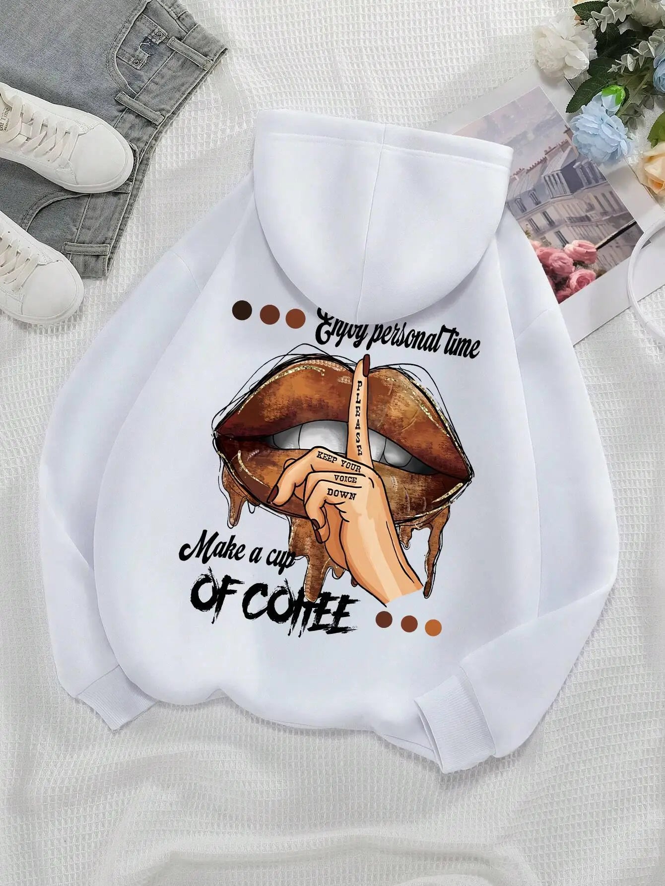 Weiche, kleine, übergroße Sweatshirt-Fleece-Hoodies mit Aufdruck - So ist Leben