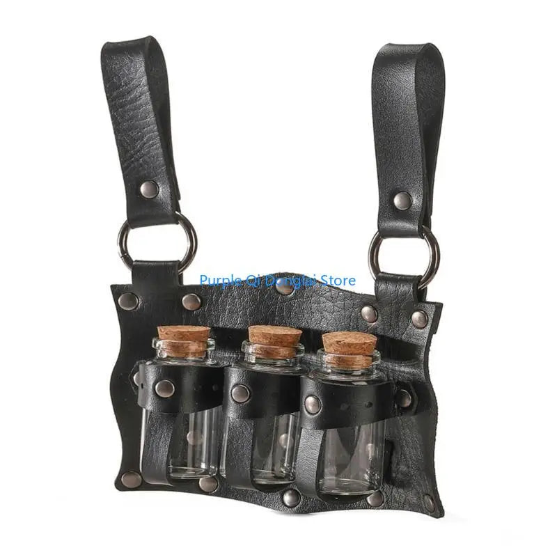 L21E Alchemist Belt Steampunk Kostüm PU Ledertrankträger Magics Flügelhalte So ist Leben
