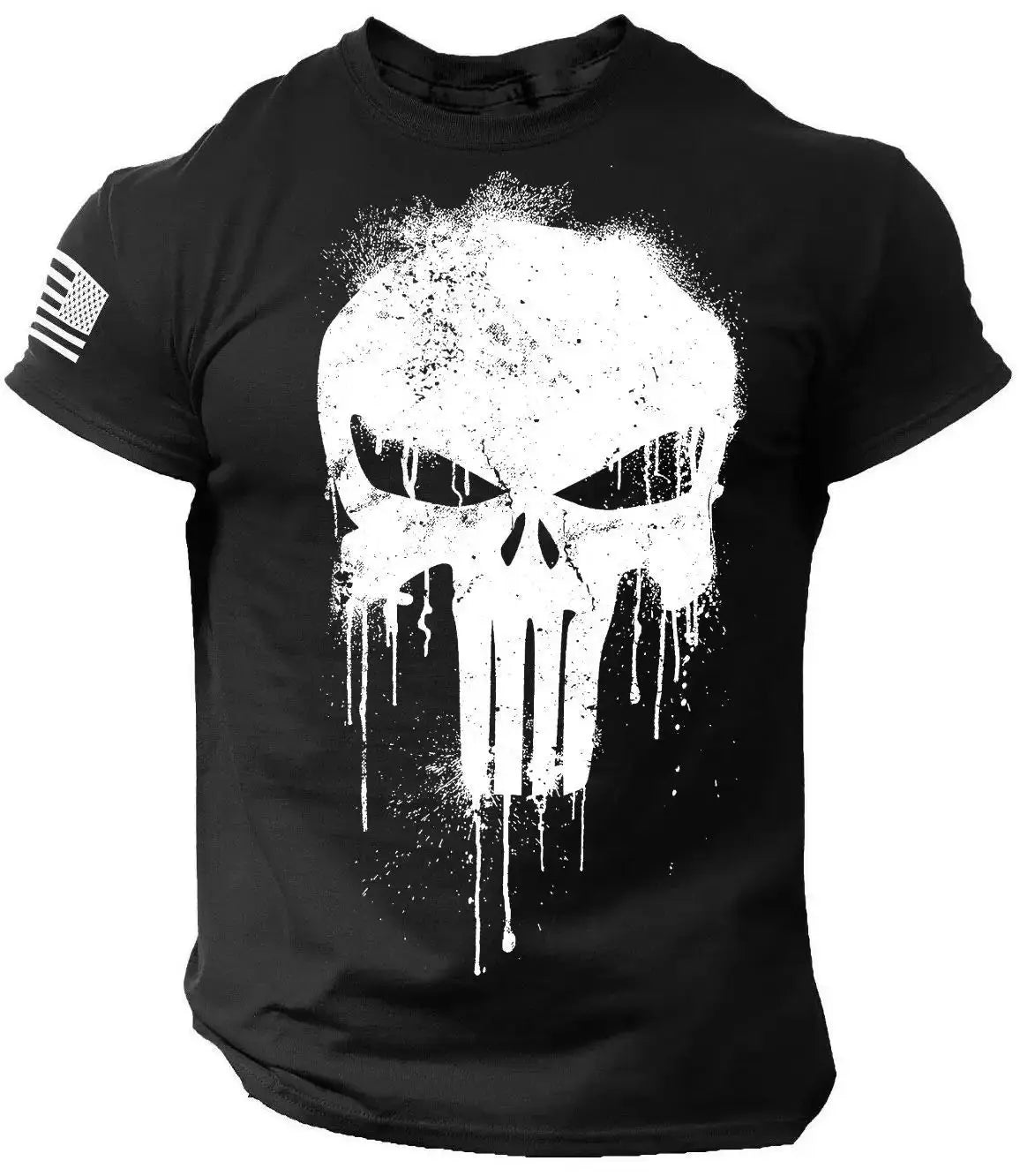 T-Shirt mit 3D-Druck im Militärstil mit patriotischem Totenkopf - So ist Leben
