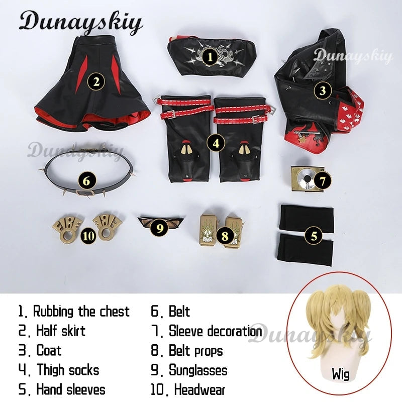 Burnice Weißes Cosplay-Kostüm, Perücke, Haar, Zenless Zone Zero, Rollenspiel, Halloween-Party, Brille, Frau, Comic-Con-Verkleidung, Kampfset So ist Leben