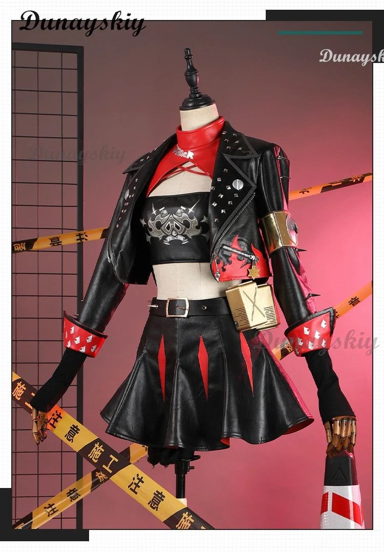 Burnice Weißes Cosplay-Kostüm, Perücke, Haar, Zenless Zone Zero, Rollenspiel, Halloween-Party, Brille, Frau, Comic-Con-Verkleidung, Kampfset So ist Leben