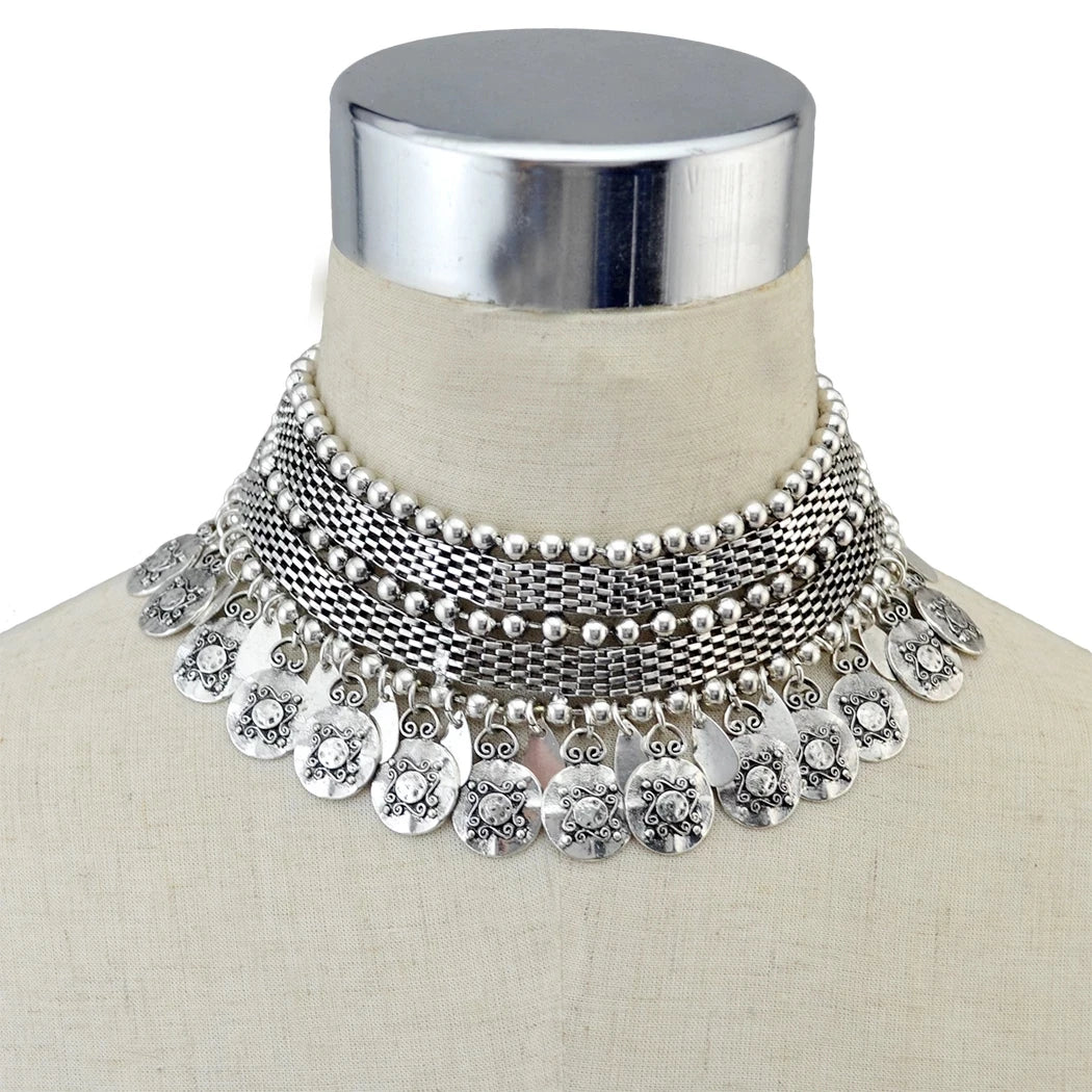 Türkei Bohemian Schwarz Blau Stein Ethnische Münze Quaste Halskette Türkische Gypsy Boho Strand Halsband Lätzchen Indien Halskette für Frauen Party So ist Leben