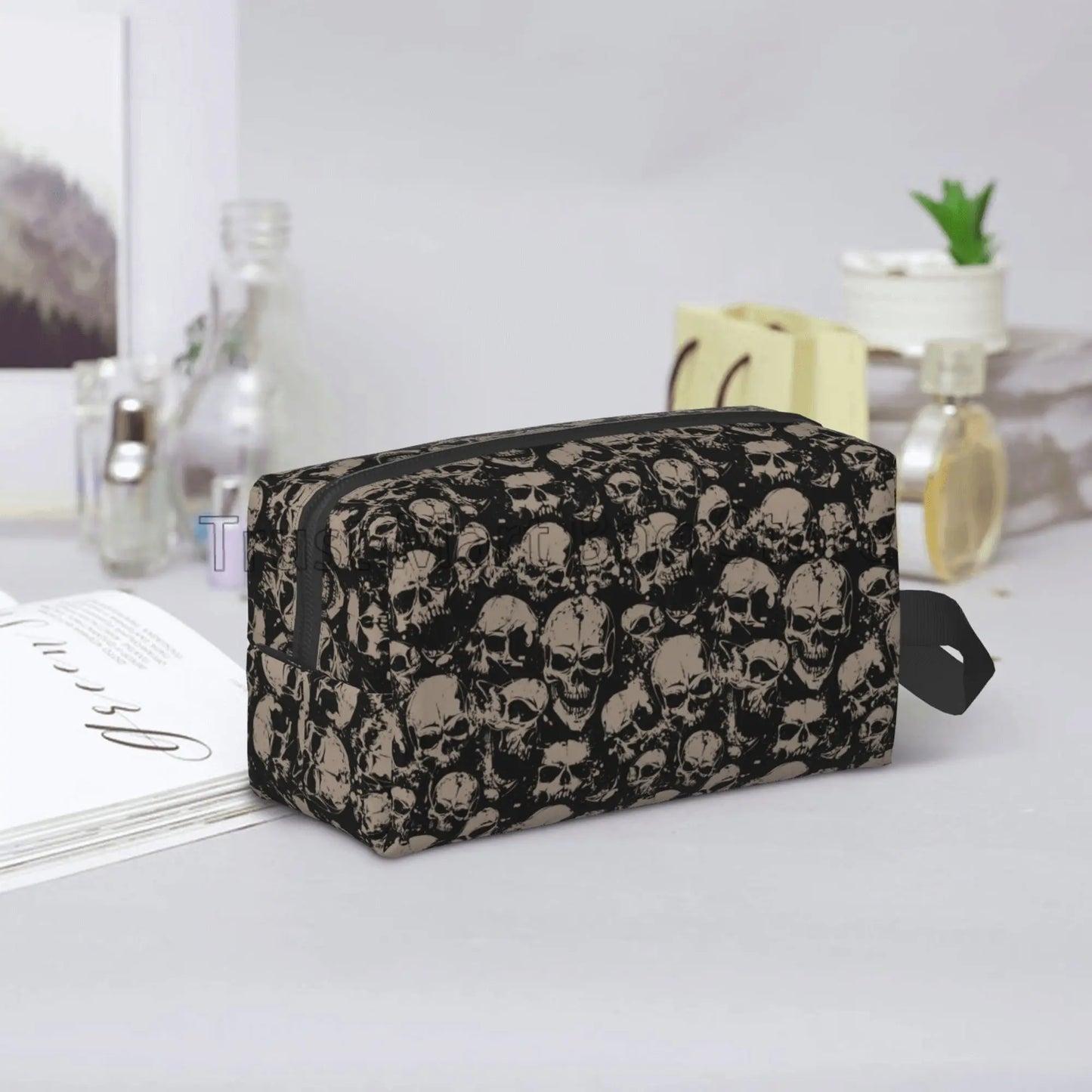 Gothic Frauen reisen Make-up Tasche Veranstalter Vintage Grunge Schädel Kosmetik tasche tragbare große wasserdichte Kultur beutel Zubehör So ist Leben