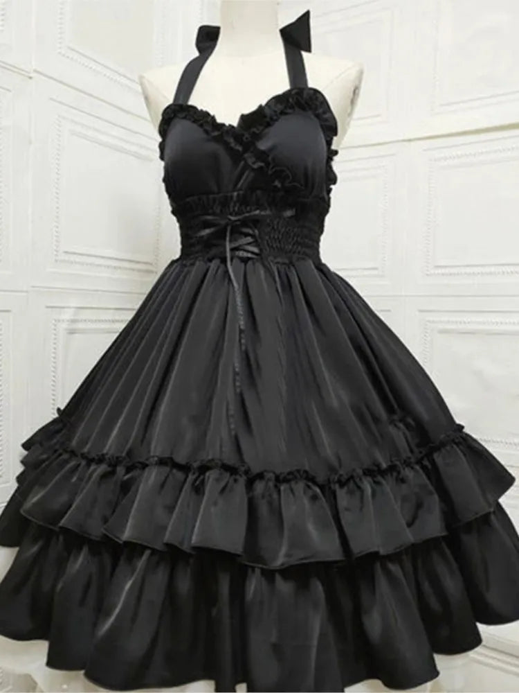 Sommer Klassische Elegante Hosenträger Kleid Lolita Solide Kawaii Lolita Retro Weiche Mädchen Tee Party JSK Hosenträger Kleid So ist Leben