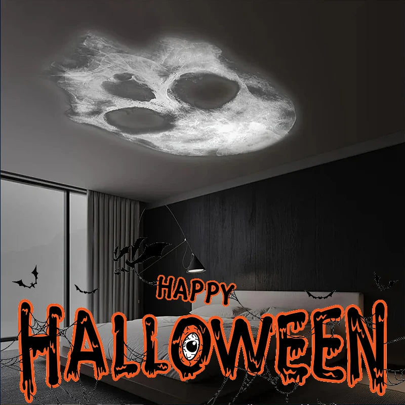 Halloween-USB-Projektorlicht, Totenkopf-Nachtlicht, Geister-LED-Lampe, 360 Grad drehbar, umschaltbares Muster, Design, dunkle und nächtliche Atmosphäre So ist Leben