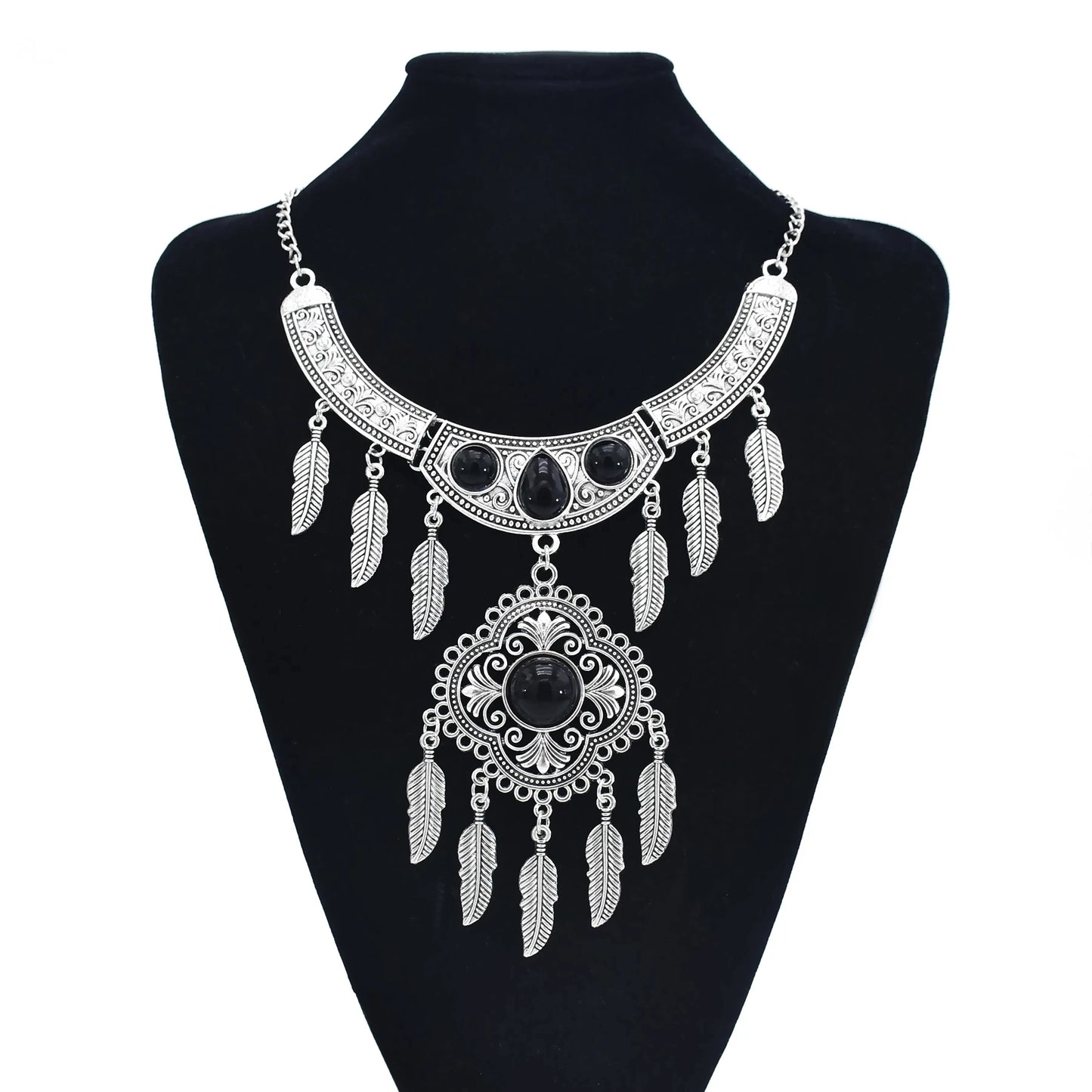 Türkei Bohemian Schwarz Blau Stein Ethnische Münze Quaste Halskette Türkische Gypsy Boho Strand Halsband Lätzchen Indien Halskette für Frauen Party So ist Leben