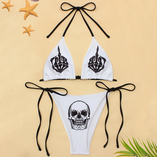 Gothic-Bikini 2025, Damen-BH mit Punk-Schädel-Aufdruck, Dreieckshose, Badeanzug, geteilter Badeanzug, Unterwäsche, Y2K-Bikinis, Bademode So ist Leben