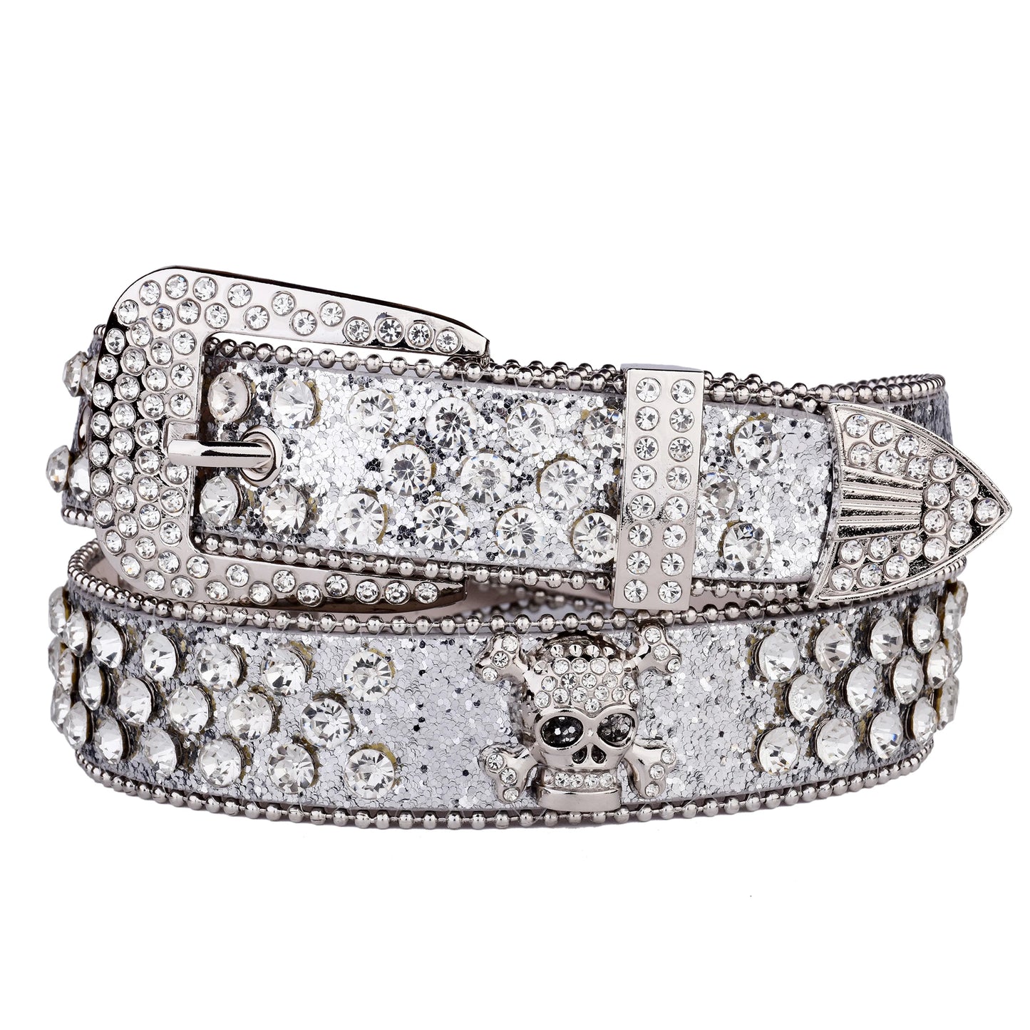 Strass-Schädelgürtel, Western-Cowgirl-Gürtel für Damen und Mädchen, mit Nieten besetzter Landgürtel aus PU-Leder So ist Leben