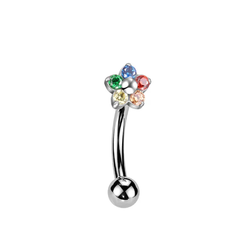 Großhandel ASTM F136 Titan Blumen Rook Piercing Sterne Augenbraue Intarsien CZ 16G Innengewinde Banane Gebogene Lippe Nabel Piercing So ist Leben