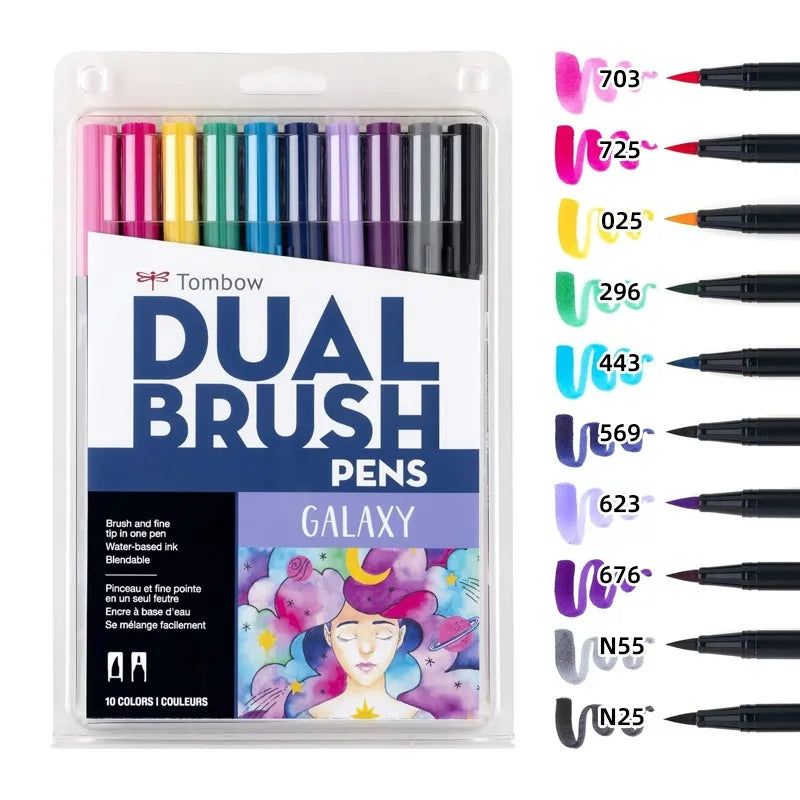 Tombow Aquarell-Marker-Set, 10-teilig, ABT-Nylon, weiche Spitze, Doppelpinselstift, ungebunden, ungiftig, sicheres Zeichenhandbuch, japanisches Briefpapier So ist Leben