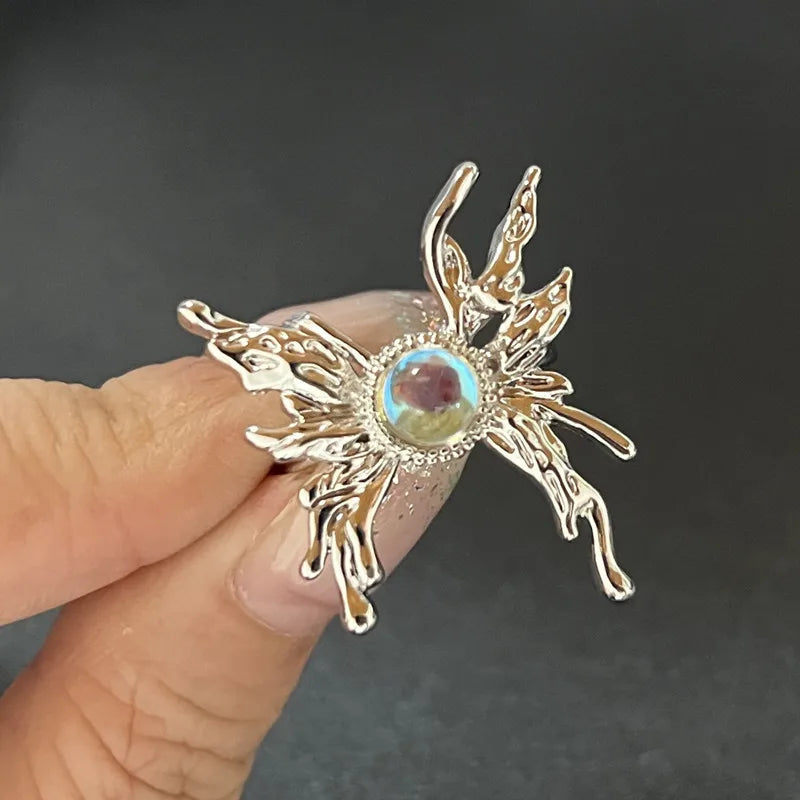 Y2K Kristall Ringe Kpop Herz Einstellbare Ring Unregelmäßige Geometrie Punk Vintage Ringe Set für Frauen Mädchen Neue Mode Schmuck So ist Leben