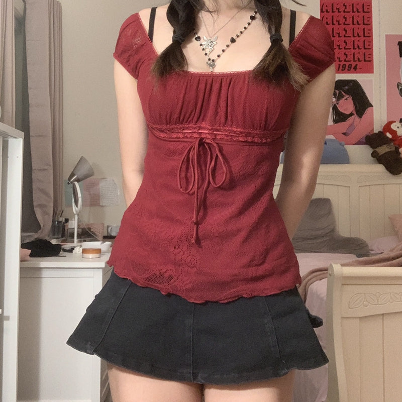 Fee Grunge Y2k Hemden Vintage Grafik druck ästhetische Ernte Tops Kurzarm Spitze 90er Jahre e Mädchen Slim Fit Sommer ausgehen T-Shirts So ist Leben