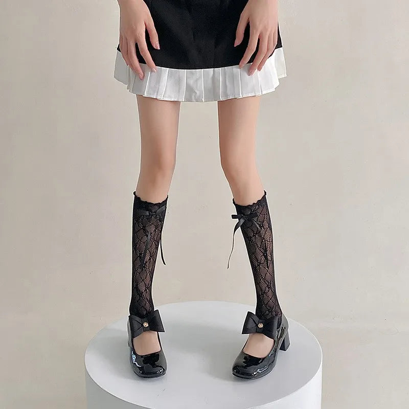 Schleife Spitzensocken für Frauen, Lolita, hohle Spitze, handärmelige japanische Ballettärmel, Geschenk So ist Leben