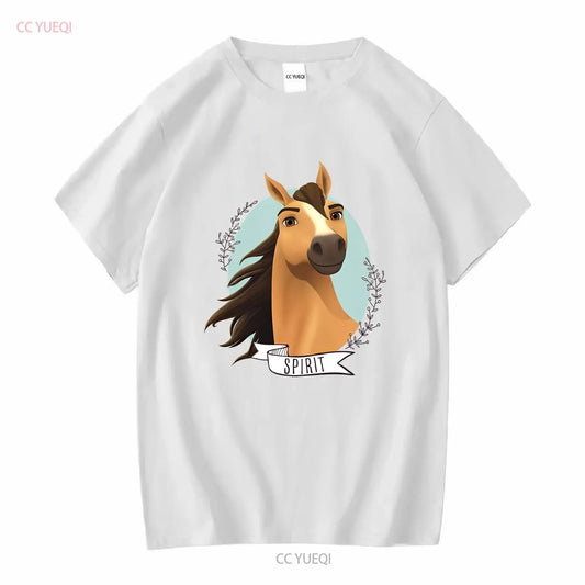 Spirit Wild Horse Kinder-T-Shirt mit langen oder kurzen Ärmeln, Vintage-Waschung, Grafik, Unisex-Mode, vielseitig, bequem So ist Leben