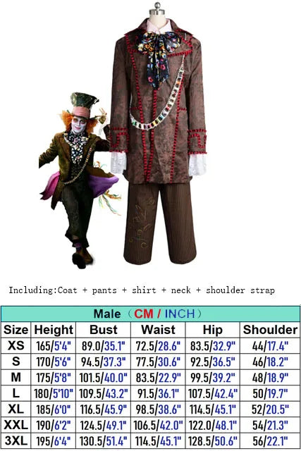 Johnny depp mad cos hatter cosplay fantasie film alice kostüm hut strümpfe outfits erwachsene männliche weibliche halloween party kleidung So ist Leben