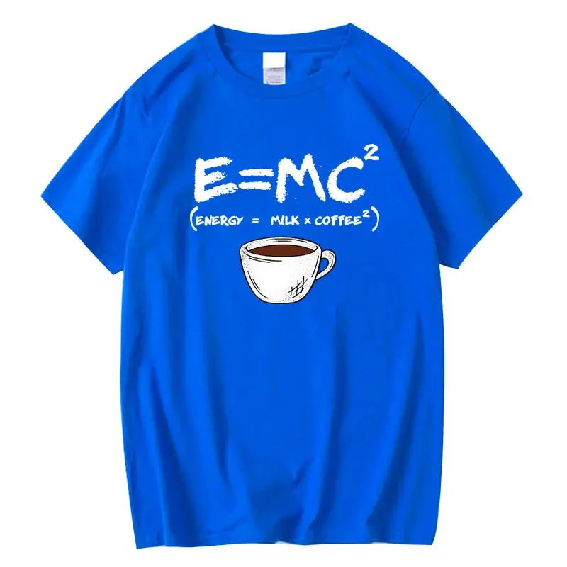 Lässiges, lustiges T-Shirt aus Baumwolle mit „Energy=Milch+Kaffee“-Aufdruck - So ist Leben