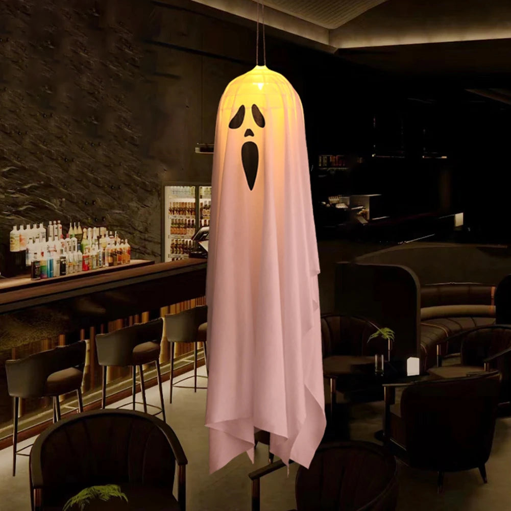 Halloween glühenden weißen Geist führte hängende Geister Horror Requisiten mit Lichterkette Indoor Outdoor Spukhaus Halloween Dekoration So ist Leben