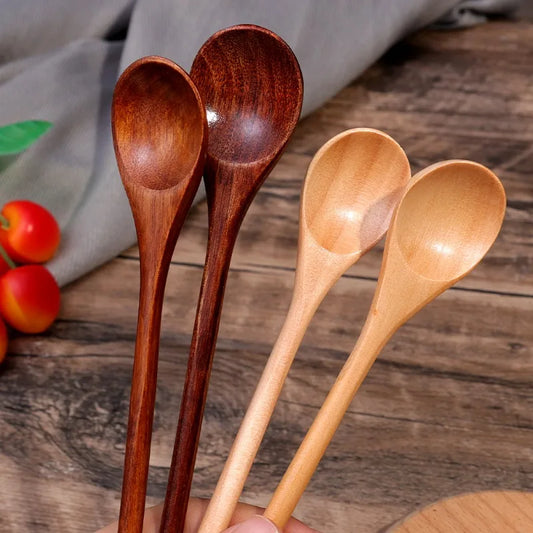 10/1Pcs Holz Tee Löffel Kochen Rühren Suppe Scoop Lange Hand Ellipse Küche Geschirr Set Kaffee Dessert Honig rühren Teelöffel So ist Leben