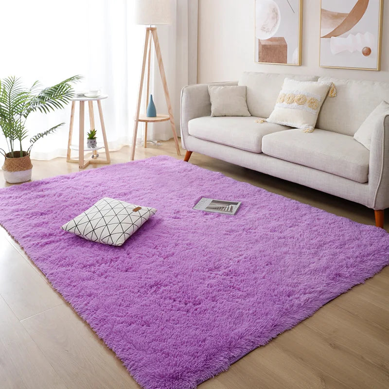 Weißer flauschiger Flurteppich Modernes Wohnzimmer - So ist Leben