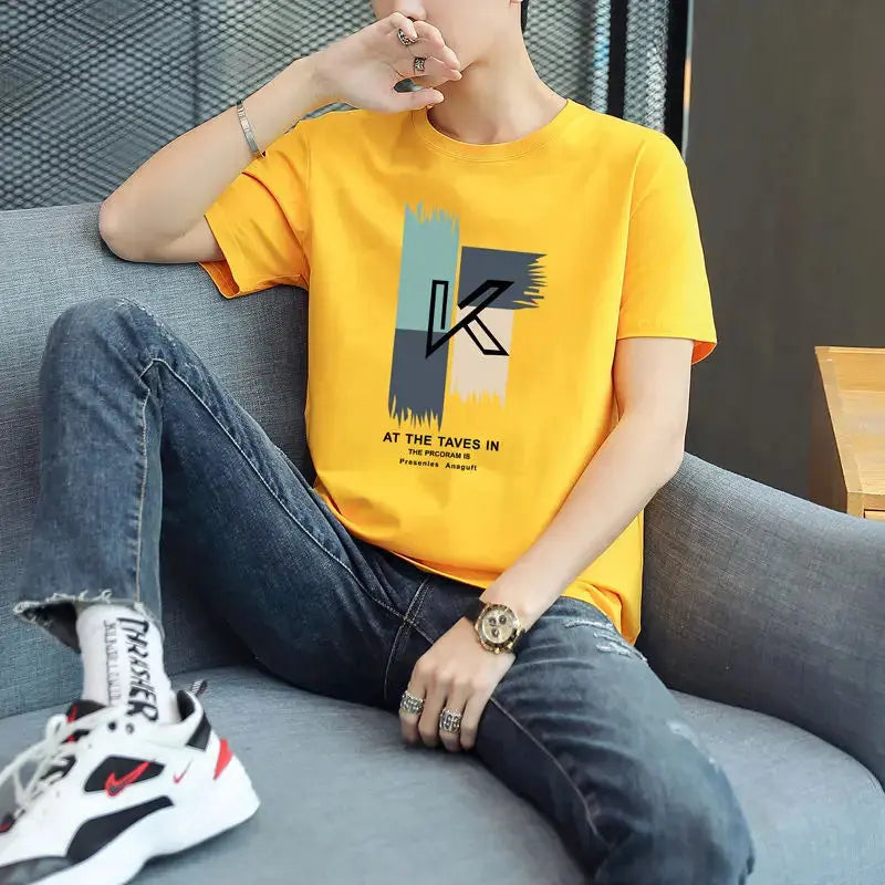 Weißes, meliertes, bequemes Streetwear-T-Shirt aus Baumwolle mit Grafik - So ist Leben