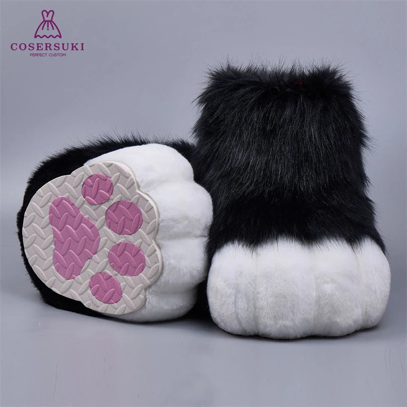Kigurumi Fursuit Feline und Canine Paw Schuhe Pelzige Cosplay Schuhe Comic Con Performance Schuhe So ist Leben