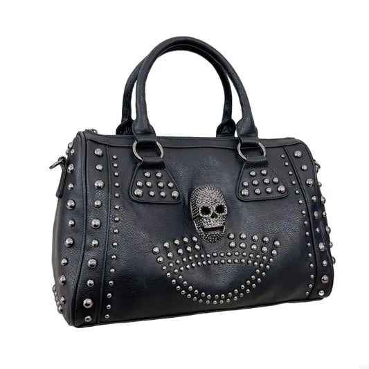 28gd Crossbody Bag Schädel Punk -Tasche Umhängetasche Freier PU -Tasche Niete Taschen für Teenager Mädchen So ist Leben