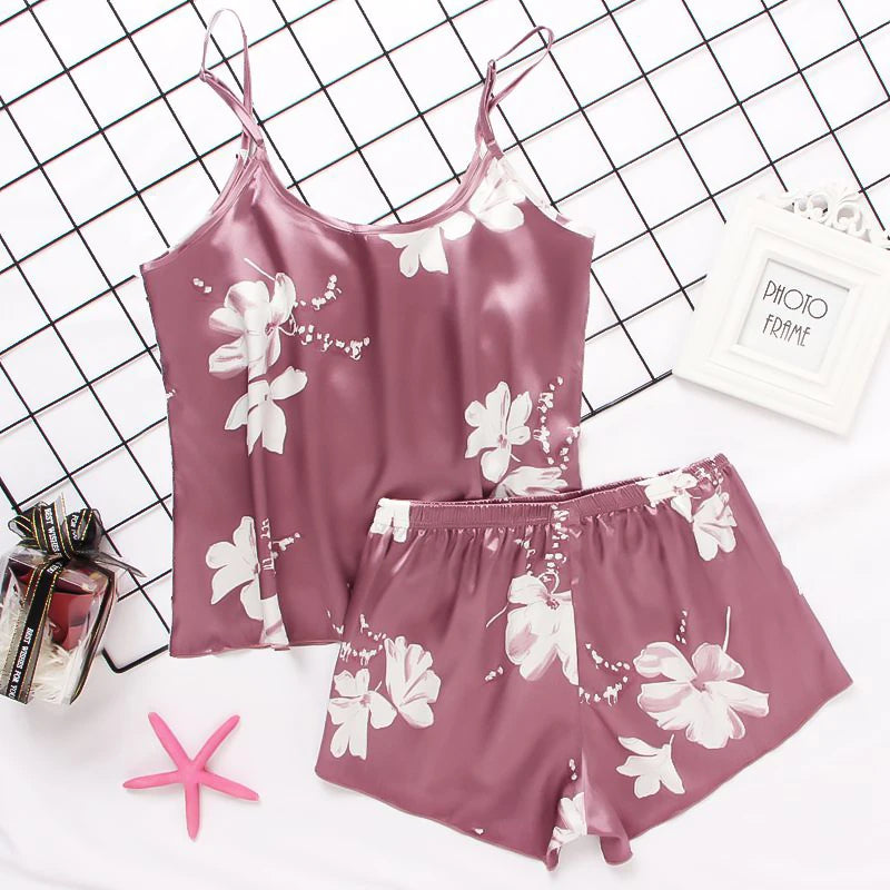 Damen Satin Seide Spitze Cami Weste Shorts Dessous Pyjamas Set Sommer Frauen Pyjamas Sets Zwei Stück Set Pijama Für Frau So ist Leben