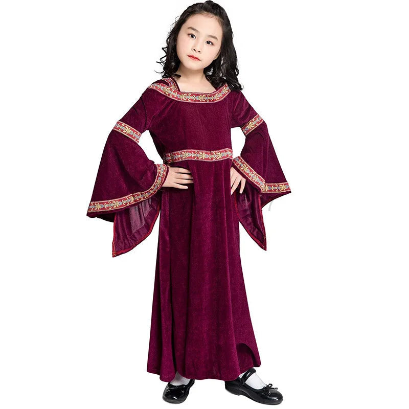 Mittelalter liches Retro viktoria nisches Kleid für Frauen Halloween Party Vampir Hexen kostüm Gothic Red Flare Ärmel Kapuze langes Kleid Vestidos So ist Leben