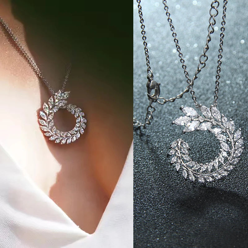 Zwei Größe Neue Design Luxus AAA Zirkon Olivenzweig Ohrringe und Anhänger Schmuck Sets Für Mode Frauen Hochzeit Schmuck Set AS128 So ist Leben