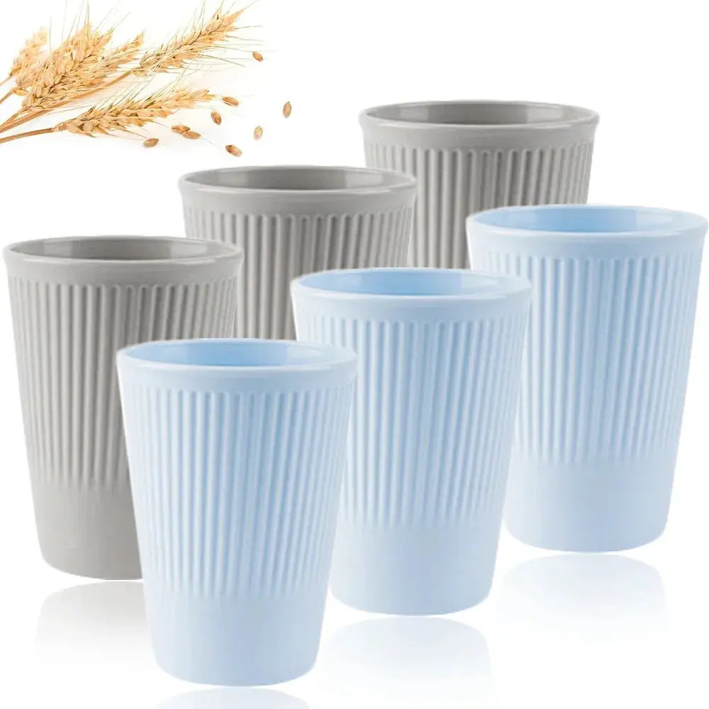 Eco-Friendly Wheat Straw 6Pcs/Set Unbreakable Multi-Purpose Drinking Cups Biodegradable Round Toothbrush Cup BPA-Free - So ist Leben