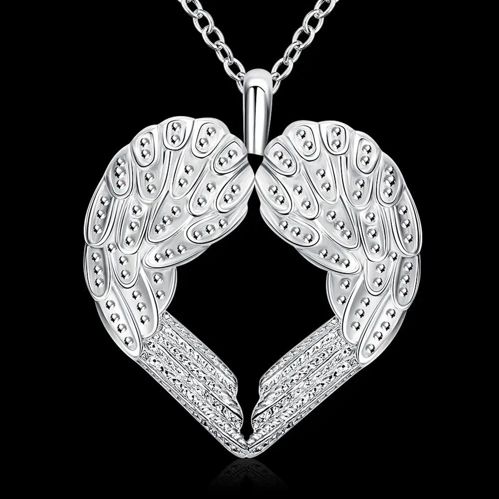 925 sterling Silber Engel flügel herz Anhänger Halskette Für Frauen luxus mode party hochzeit zubehör Schmuck Weihnachten geschenk So ist Leben