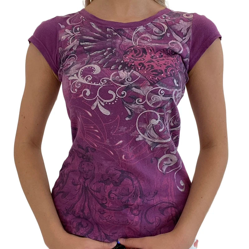 Y2k Fairy Grunge Shirt Top für Damen Kurzarm Vintage Grafik Crop Tee Top Ästhetische Goth Grunge Kleidung Streetwear So ist Leben