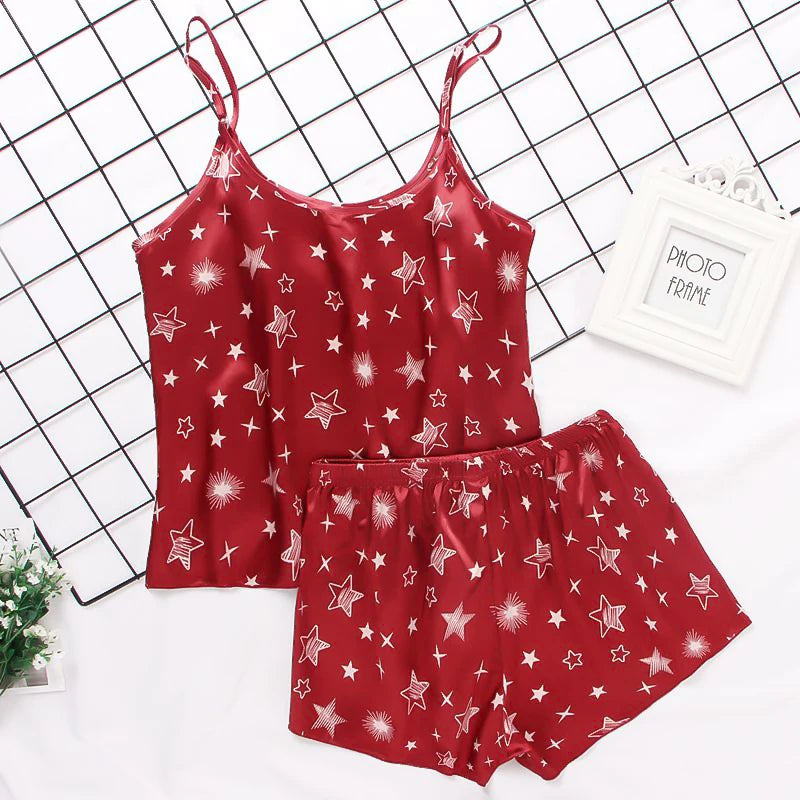 Damen Satin Seide Spitze Cami Weste Shorts Dessous Pyjamas Set Sommer Frauen Pyjamas Sets Zwei Stück Set Pijama Für Frau So ist Leben