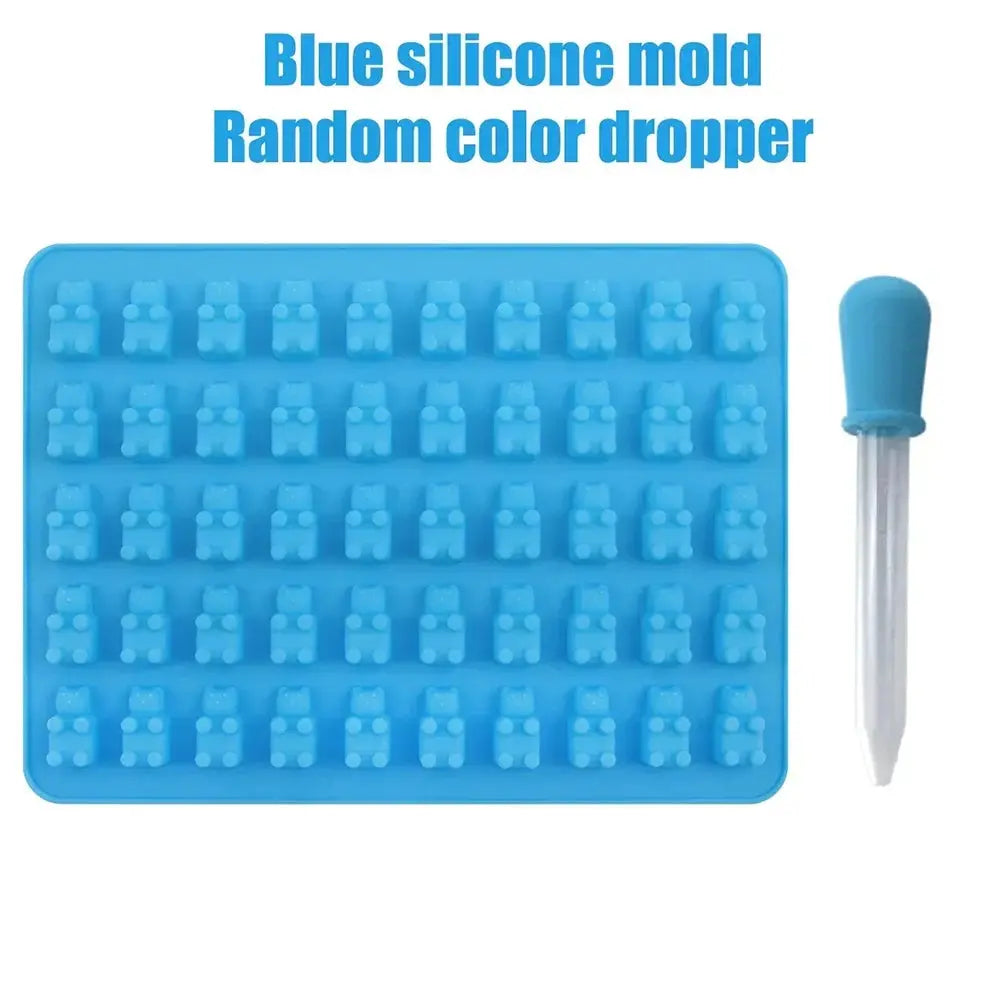 50 Gitter Gummibärchen Silikon form niedlichen Bären gelee Formen Süßigkeiten Schokolade Fondant Tabletts mit Tropfer DIY Back dekoration Werkzeuge - So ist Leben