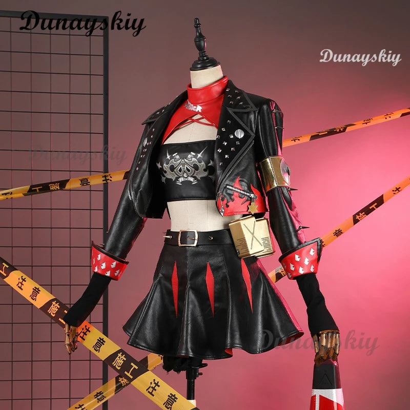 Burnice Weißes Cosplay-Kostüm, Perücke, Haar, Zenless Zone Zero, Rollenspiel, Halloween-Party, Brille, Frau, Comic-Con-Verkleidung, Kampfset So ist Leben