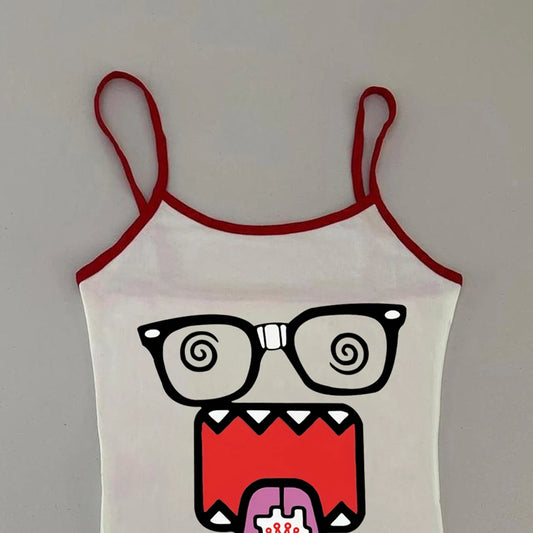 Sommer süße Kawaii Grafik Druck Leibchen weibliche Fee Kern Vintage Crop Top Emo Mädchen Y2k ästhetische Cartoon Tank Tops 00er Jahre T-Shirt So ist Leben