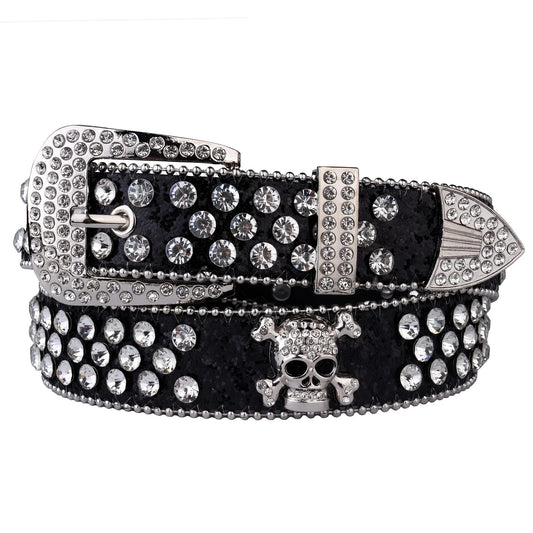 Strass-Schädelgürtel, Western-Cowgirl-Gürtel für Damen und Mädchen, mit Nieten besetzter Landgürtel aus PU-Leder So ist Leben