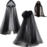 Schwarzer Brautschal Hexe Vampir Cosplay Umhang Halloween Doppelumhang Spiel Party Kostüm Requisiten Urlaub Dress Up So ist Leben