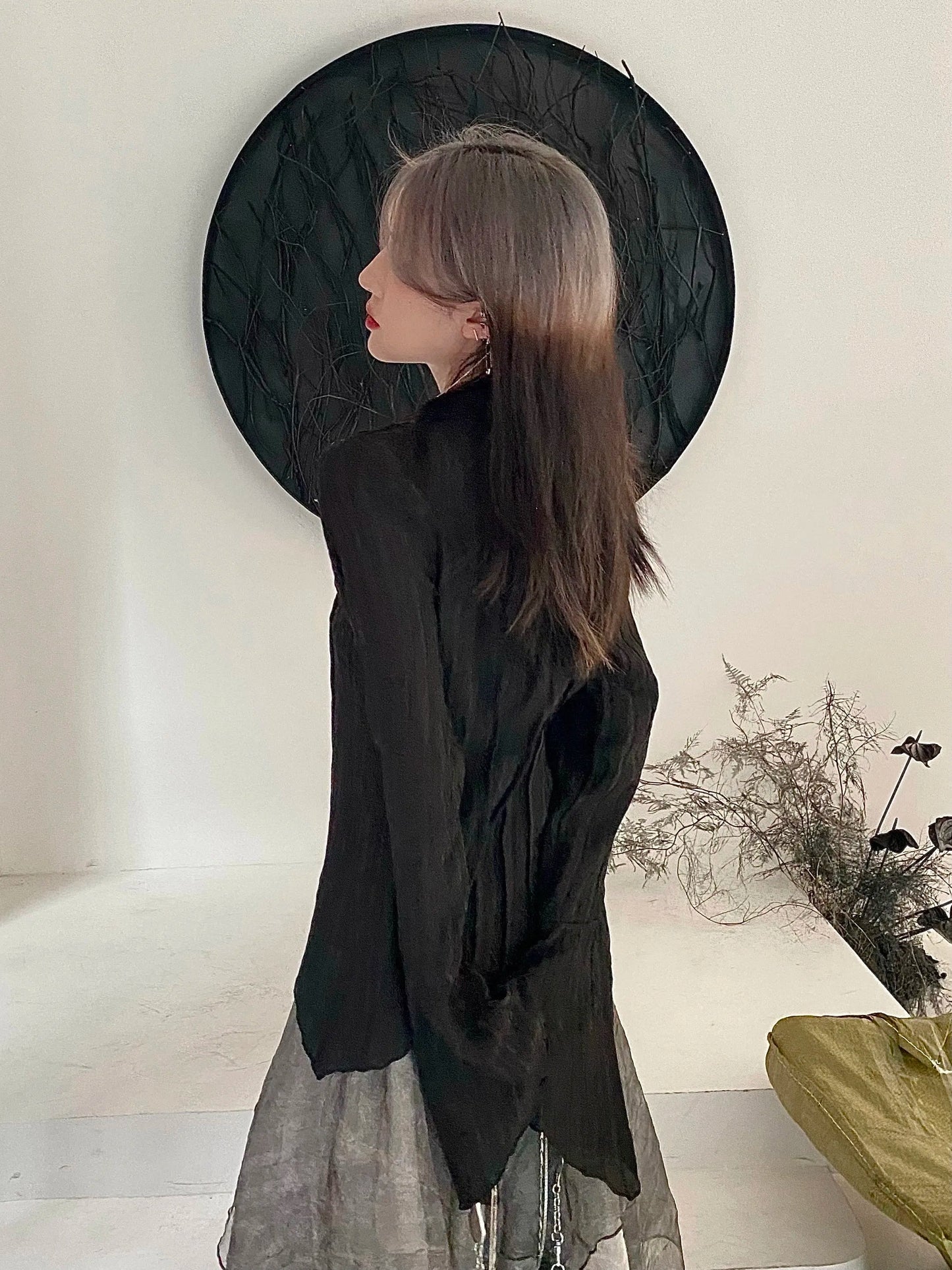Karrram Gothic Schwarz Hemd Yamamoto Stil Dark Ästhetischen Bluse Frauen Unregelmäßigen Designer Kleidung Emo Alt Kleidung Grunge Tops Y2k So ist Leben