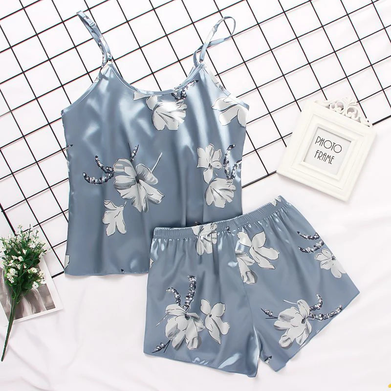 Damen Satin Seide Spitze Cami Weste Shorts Dessous Pyjamas Set Sommer Frauen Pyjamas Sets Zwei Stück Set Pijama Für Frau So ist Leben