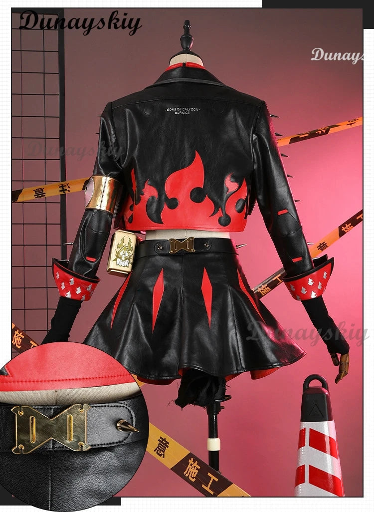 Burnice Weißes Cosplay-Kostüm, Perücke, Haar, Zenless Zone Zero, Rollenspiel, Halloween-Party, Brille, Frau, Comic-Con-Verkleidung, Kampfset So ist Leben