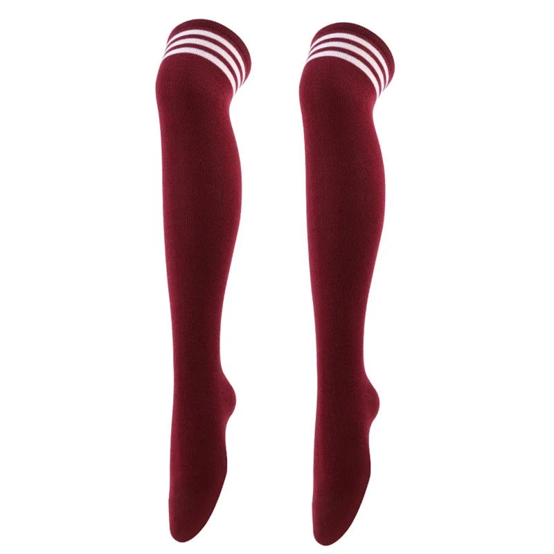 Overknee-Oberschenkelstrümpfe für Damen im akademischen Stil, schwarz-weiß gestreift, lange Socken, Overknee-Strümpfe für Damen und Mädchen, warmes Knie So ist Leben