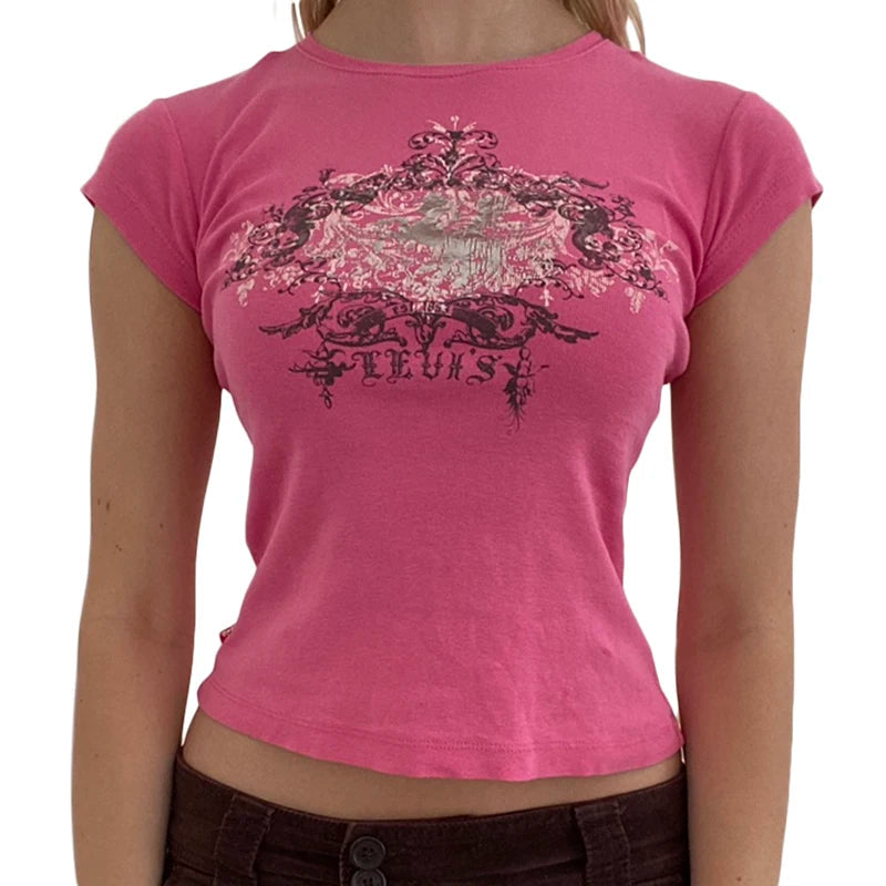 Y2k Fairy Grunge Shirt Top für Damen Kurzarm Vintage Grafik Crop Tee Top Ästhetische Goth Grunge Kleidung Streetwear So ist Leben