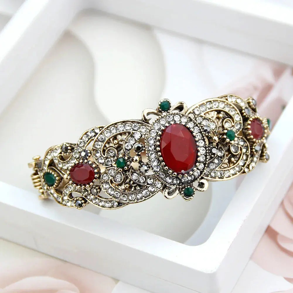 Sunspicems Indische Frauen Blume Schmuck Sets Harz Armreif Armband Ohrring Sets Türkische Haken Baumeln Ohrringe Braut Armband Geschenk - So ist Leben