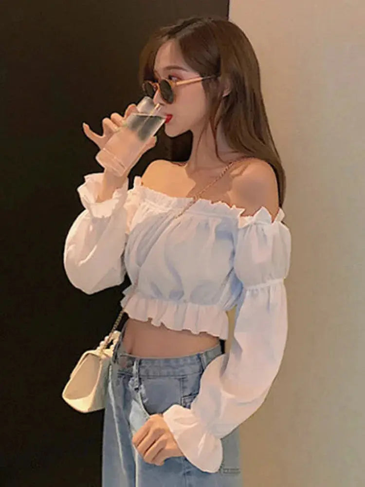 Top Langarm Schulter Sommer Tube Top - So ist Leben