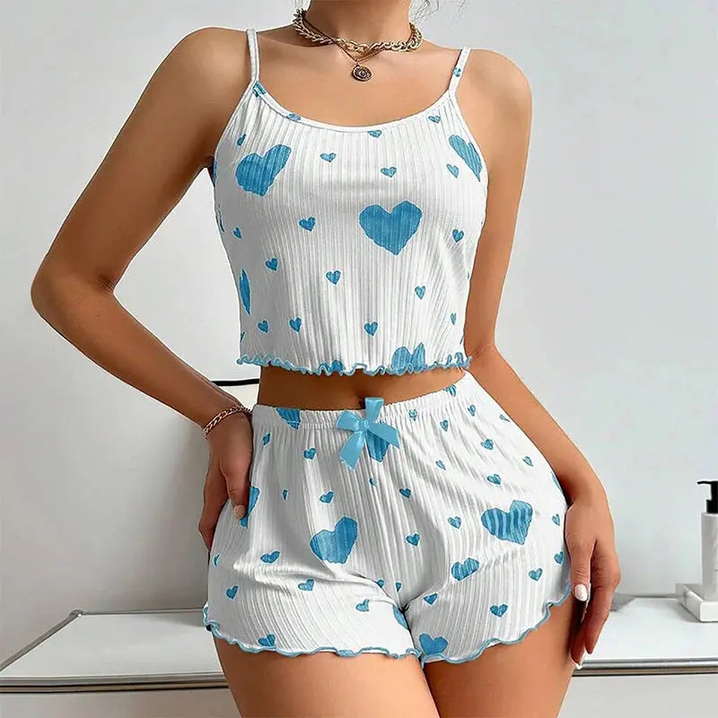 Lässige, weiche, kurze Nachtwäsche-Tanktops mit Liebesdruck - So ist Leben